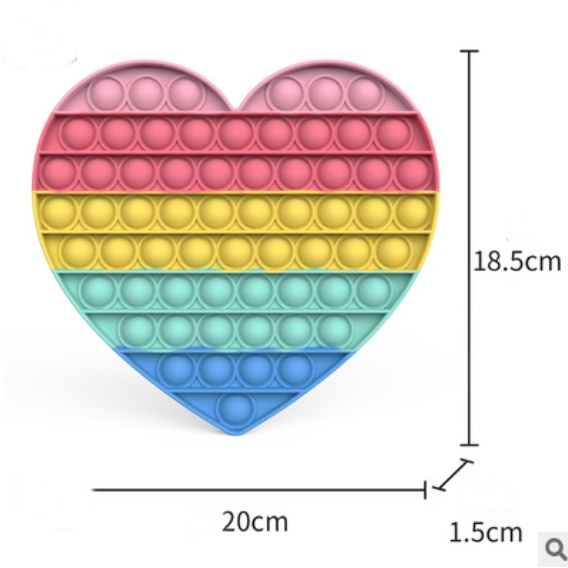 [ORGM] Mainan Pop It Pop Fidget Ukuran L 20cm Petak Love Bulat Rainbow