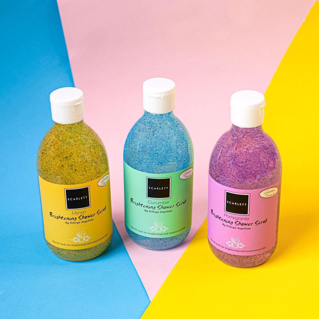 Scarlett Whitening Shower Scrub Pomegrante Mango Coffe Cucumber Sabun Mandi Viral Tiktok