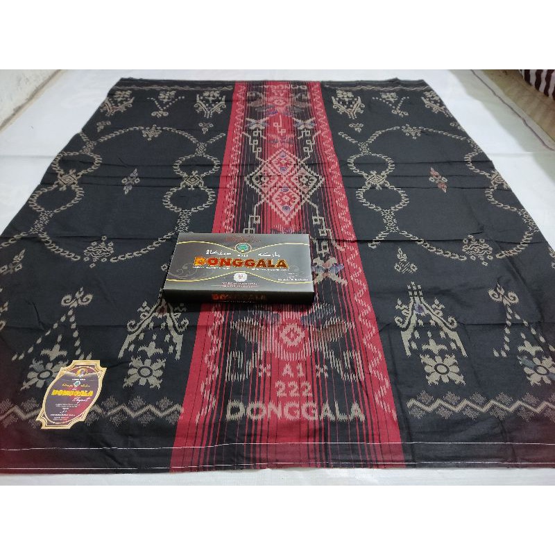 Sarung DONGGALA A1 222 Katun HITAM Colet 3D