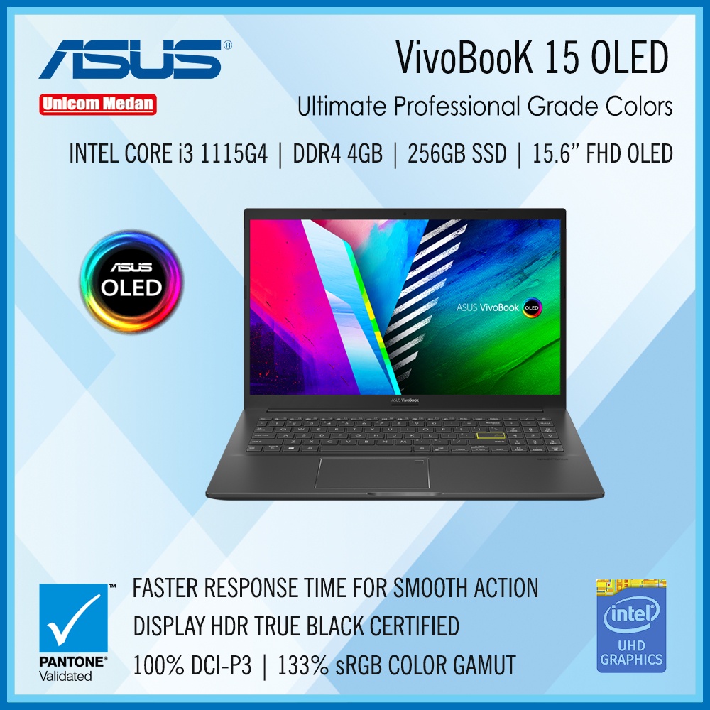 ASUS VIVOBOOK 15 OLED Intel i3-1115G4| DDR4 4GB| 256GB SSD| 15.6&quot; FHD