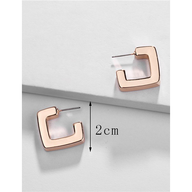 LRC Anting Tusuk Fashion Gold Alloy Geometric Square Smooth Earrings D53207