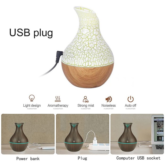 Air Humidifier Diffuser Aromatherapy Wood Grain Pelembab Ruangan Udara