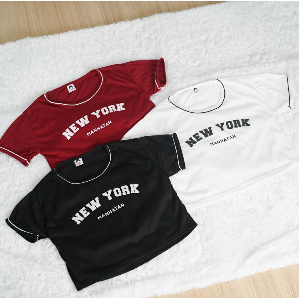 BEFAST - ZFS OOTD Kaos Crop SYANAZ / LIST CROP NEWYORK / Atasan Lengan pendek / Pakaian Wanita Terbaru 2022 / Kaos Crop Kekinian Remaja ABG / Crop Top Motif / Tshirt Casual Wanita / Kaos Santai Rumahan