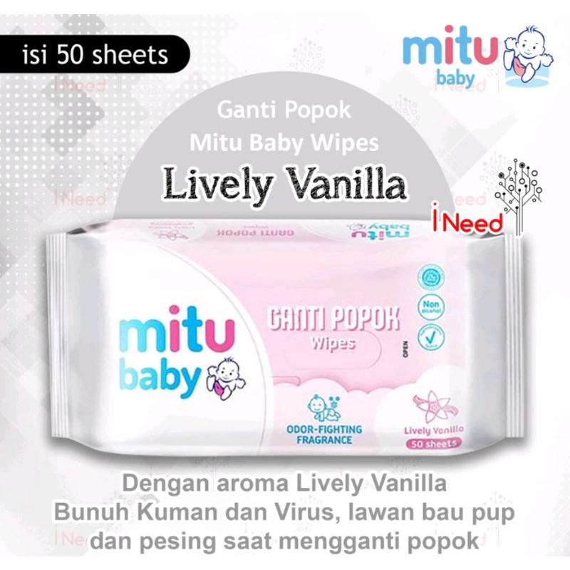 ( beli 1 gratis 1)tisu basah mitu baby wipes 50 shett