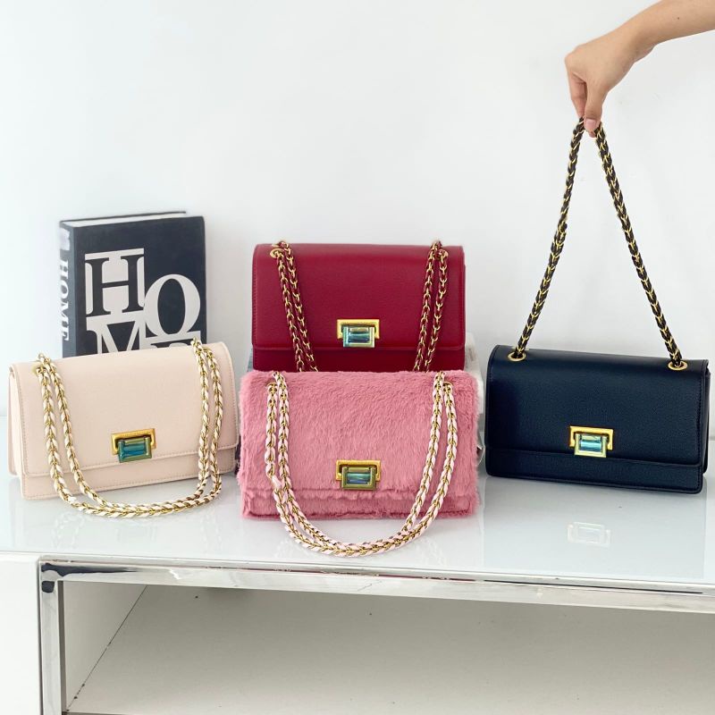 Tas Bestseller | Tas Hitam | Tas Tali Rantai | Shoulder Bag | Tas Pink | C2290