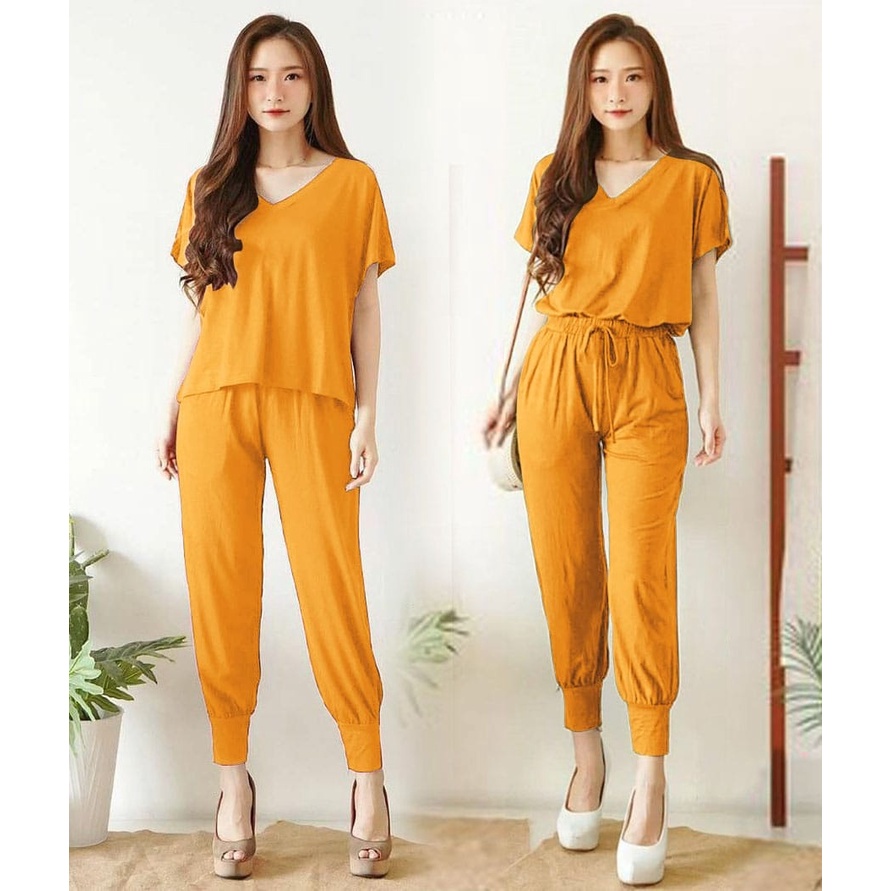 Setelan Jogger wanita dewasa PREMIUM / One set daily Korean style/ Set Sofie polos / Stelan santai sehari hari / set training babyterry remaja