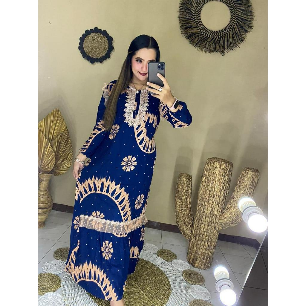 LONGDRESS ARAB RENDA BUNGA MAKHKOTA BUNGA  / DASTER RENDA ARAB  / DASTER MURAH