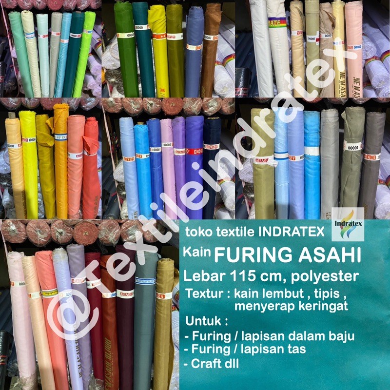 KAIN ASAHI FURING TERMURAH LEBAR 115 CM BAHAN FURING BAJU BATIK DRESS TILE SATIN KANTONG CELANA