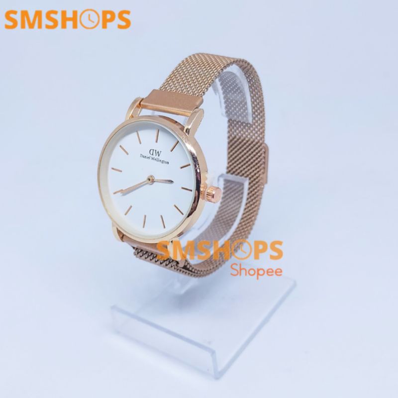 T42 Jam Tangan Analog DW Cewek Cewe Wanita Tali Rantai Besi Stainless Magnet Magnit Jam Tangan DW