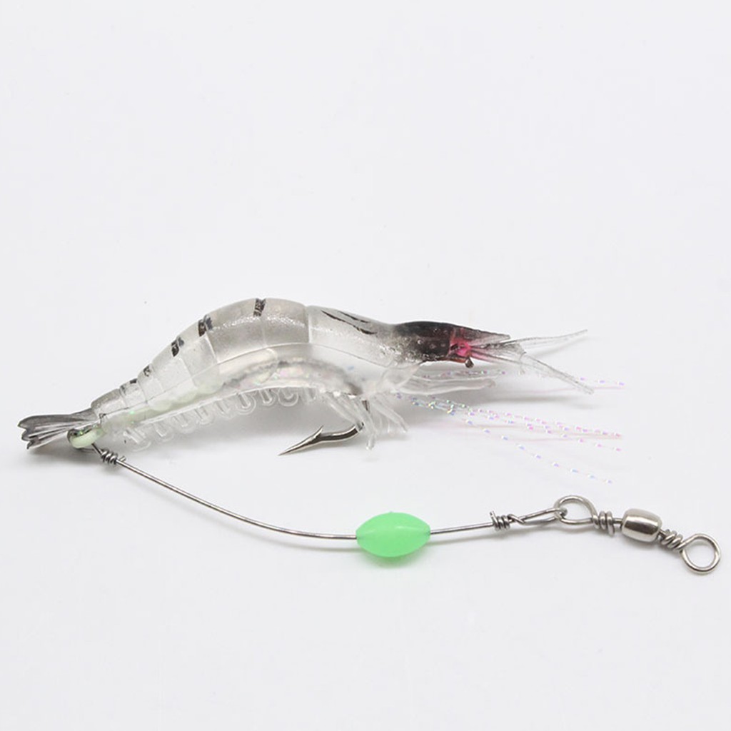 10 Pcs Umpan Pancing Bentuk Udang Bionik Luminous Ukuran 9.5cm/6.5g Dengan Kait