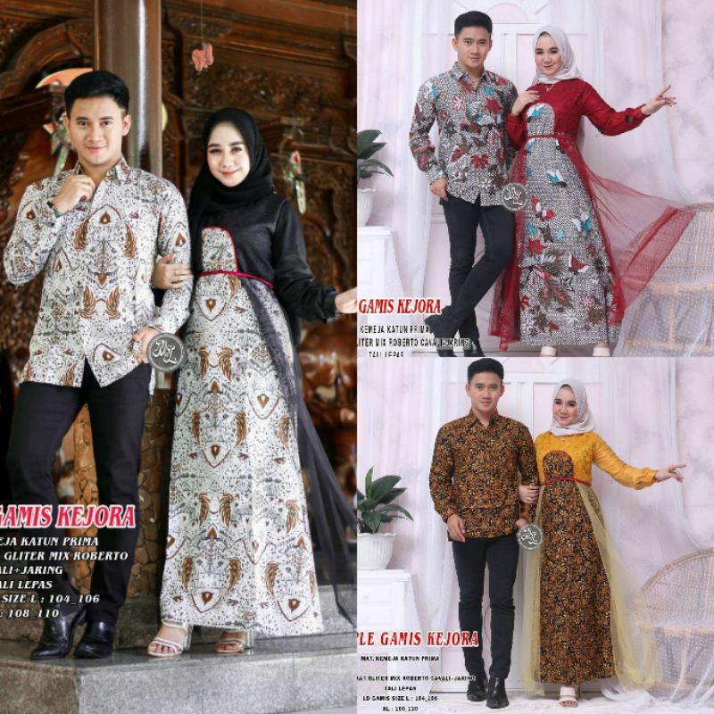 BATIK COUPLE GAMIS KONDANGAN / COUPLE MUSLIM TERBARU / KEMEJA COUPLE SARIMBIT BATIK /GAMIS BRUKAT DR