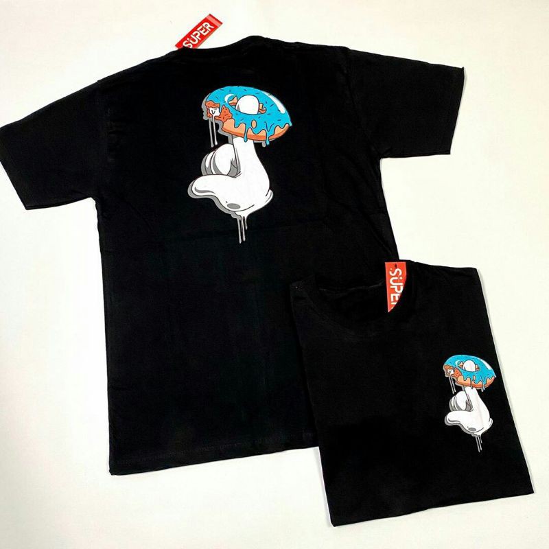 M123/Kaos Distro / Kaos T-shirt Donat Hitam