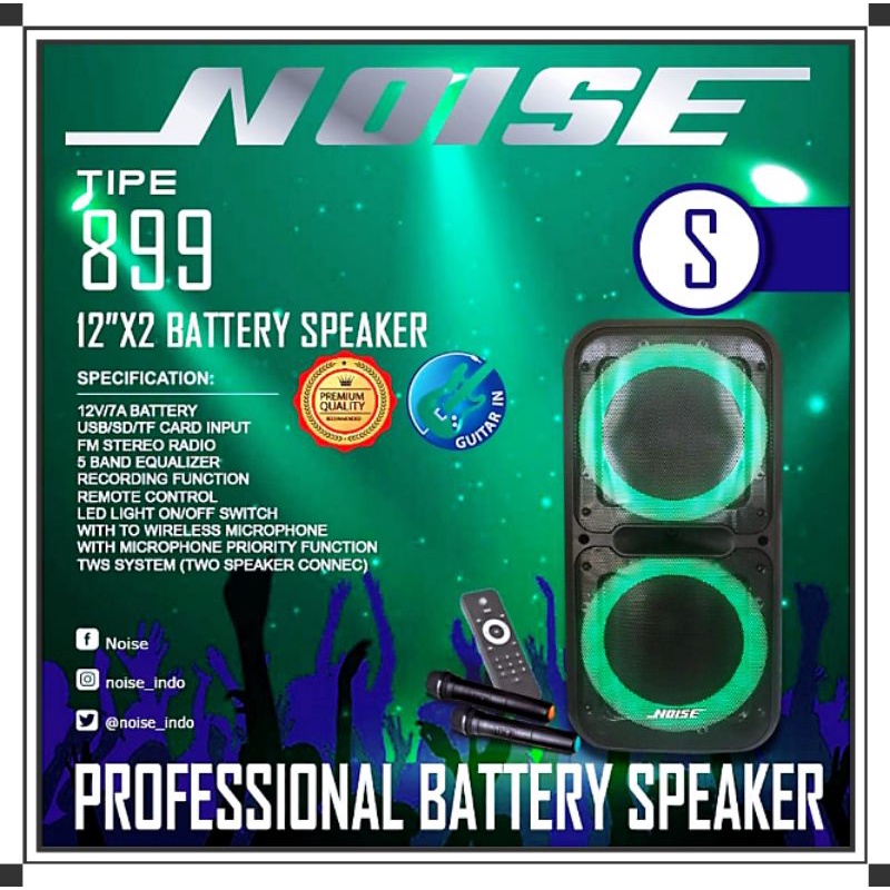Speaker Portable Wireless Noise 899 S Original 2 X 12 inch Bluetooth