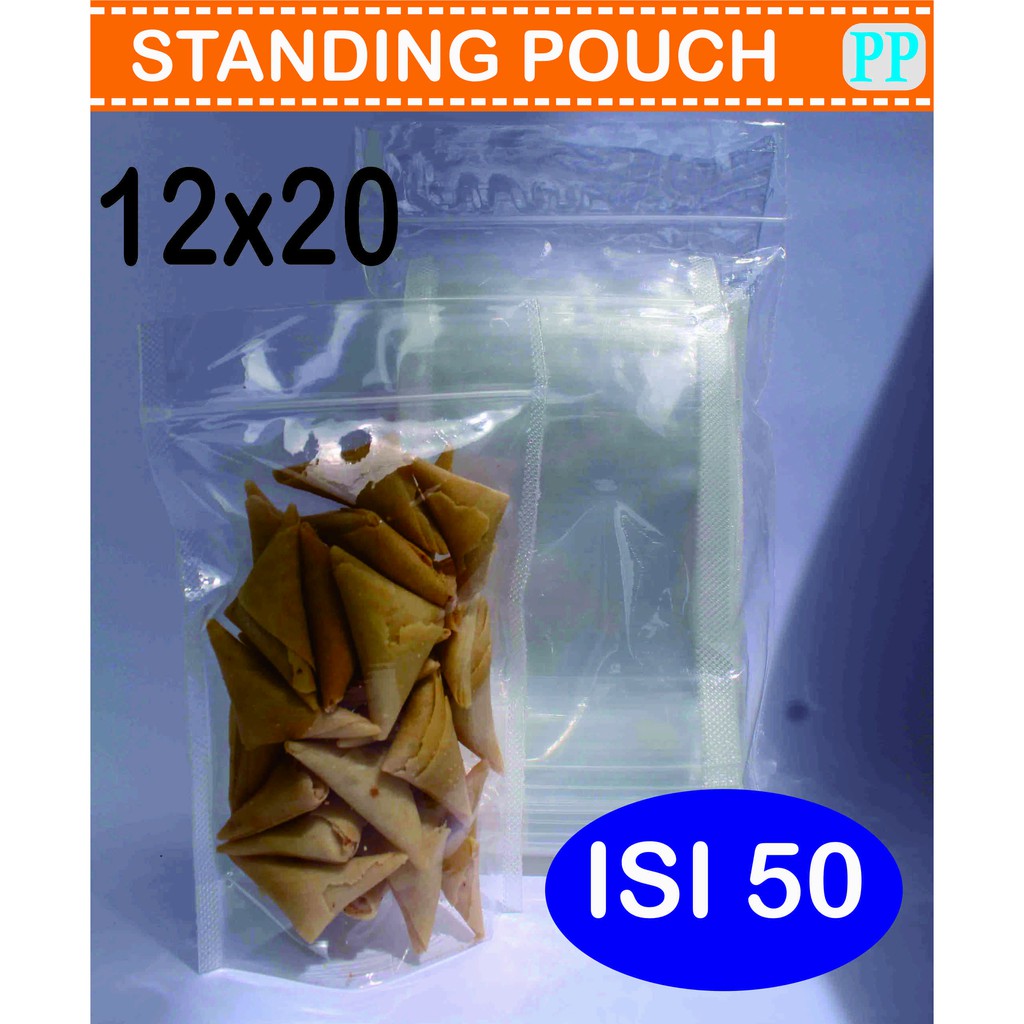 Plastik Standing Pouch  12 x20 /Ziplock Klip 12x20 cm isi 50pcs