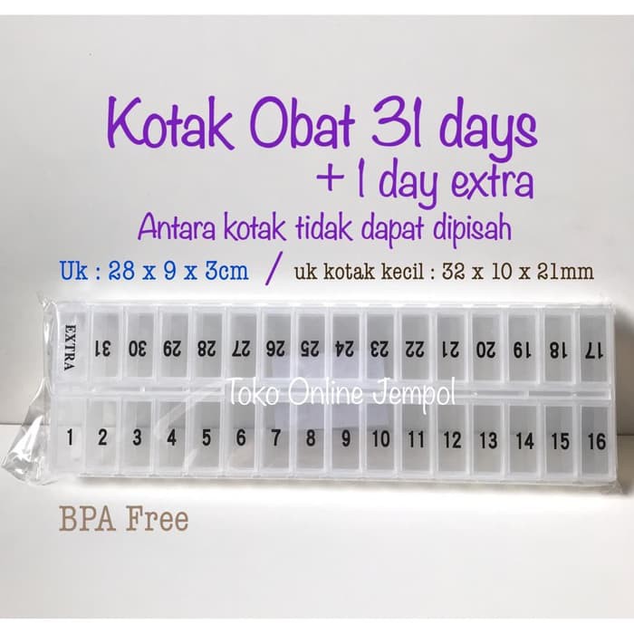 

Ready - Kotak Obat 30 Hari + 1 Extra 083902 Planner Box Medicine Days Tp0141Jp