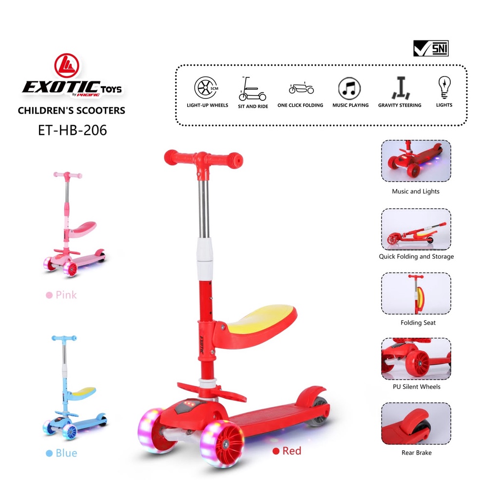 Scooter Skuter Anak Otoped Exotic ET HB206 Roda 3 Bisa di Lipat By Pacific-3