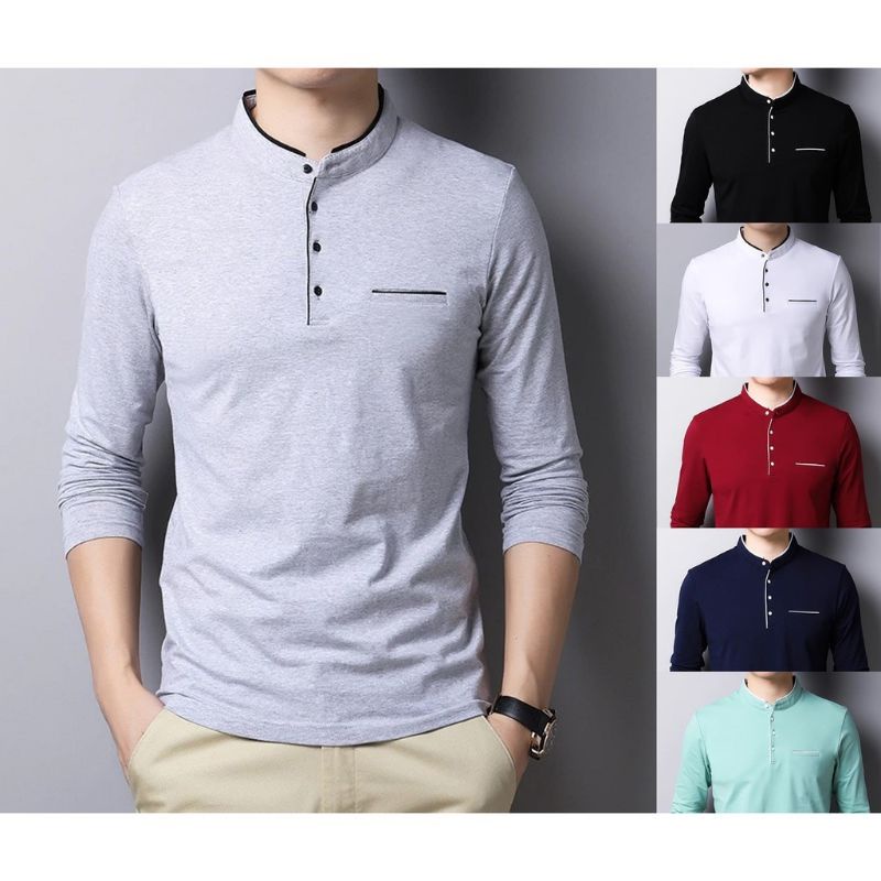 Kaos Pria Lengan Panjang Best Quality Ukuran (S-M-L-XL-XXL) Cotton combed Premium Polo Shirt