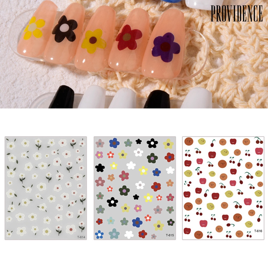 Providence 6pcs / Set Stiker Kuku Motif Bunga Natal Untuk Nail Art / Manicure Pemula