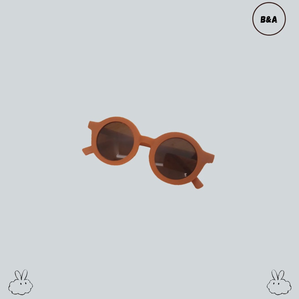 Kacamata Anak Retro Bulat Boboho Cewek Cowok Laki Perempuan Lucu Murah Untuk Usia 0-8 Tahun-Orange