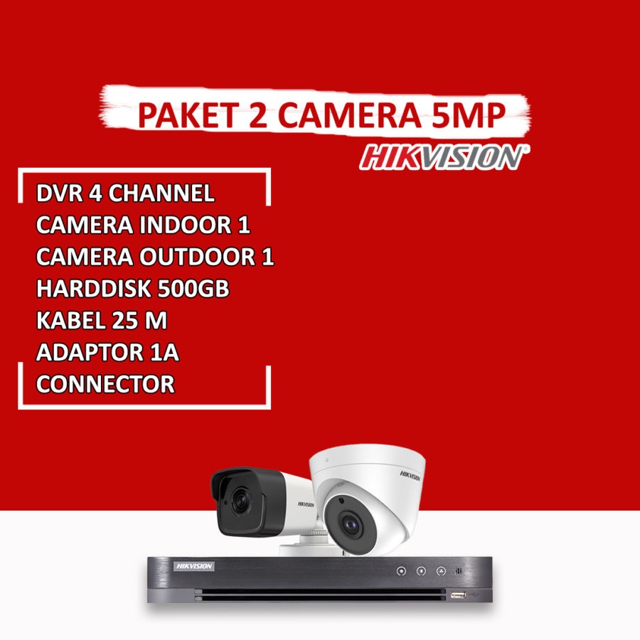 PAKET CCTV HIKVISION TURBO HD 5MP 2 KAMERA SIAP PASANG