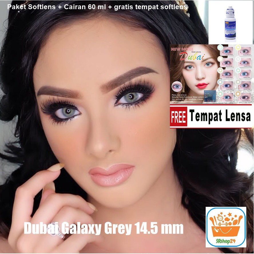 PAKET SOFTLENS NEW MORE DUBAI NORMAL 14.5MM + CAIRAN 60ML + TEMPAT SOFLEN