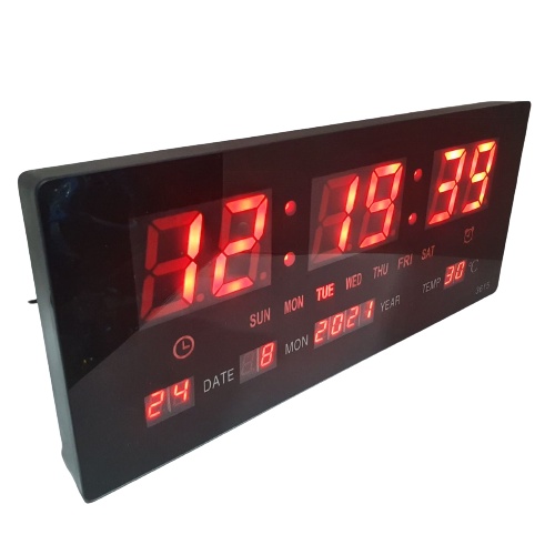 Jam Digital LED Besar Kalender Temperature Alarm Meja Dinding Clock 3615