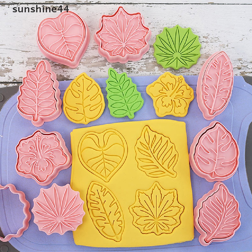 Sunshine 8Pcs Cetakan Pemotong Kue / Biskuit / Fondant Bentuk Daun