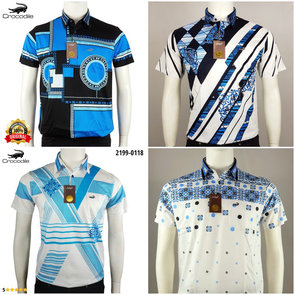 XL only Kaos Crocodile Platinum / kaos Kerah Motif Pria Crocodile Diamond Katun Halus