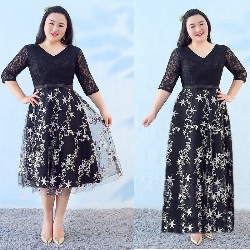Gaun Pesta 1811063 Hitam Big Size Party Dress Gown