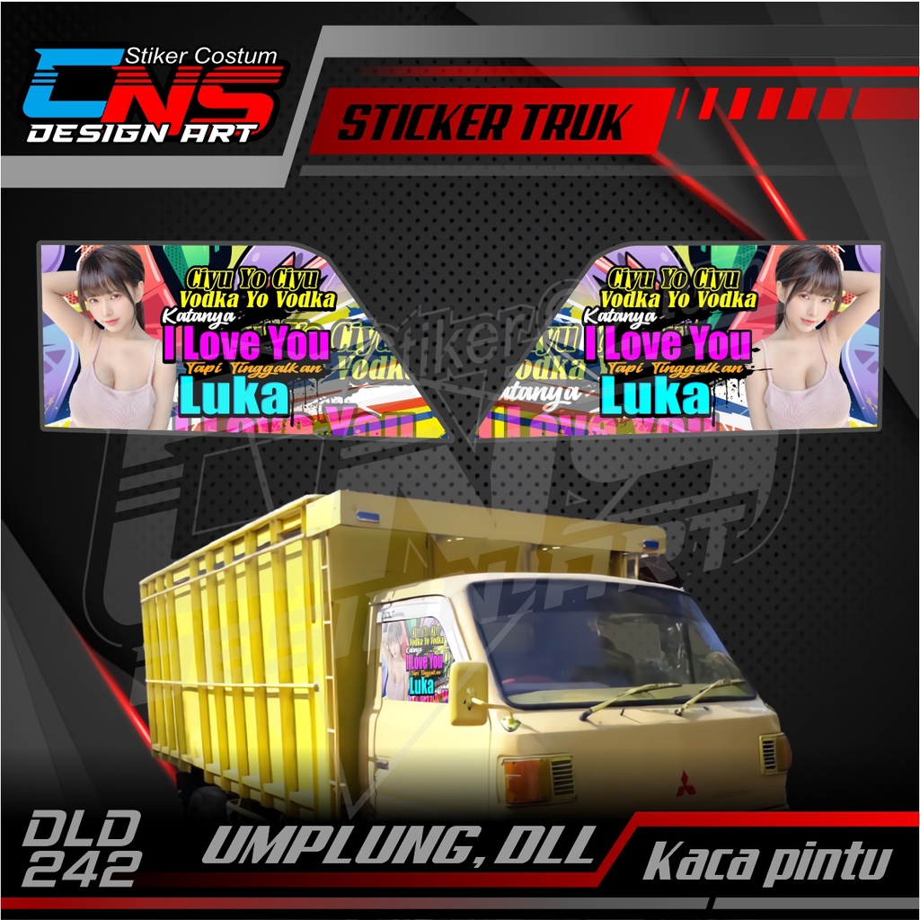 Stiker Kaca Pintu Depan Truk TEPAK/UMPLUNG Custom Foto Cewek Cantik Hijab Vector Seksi Bisa Request 