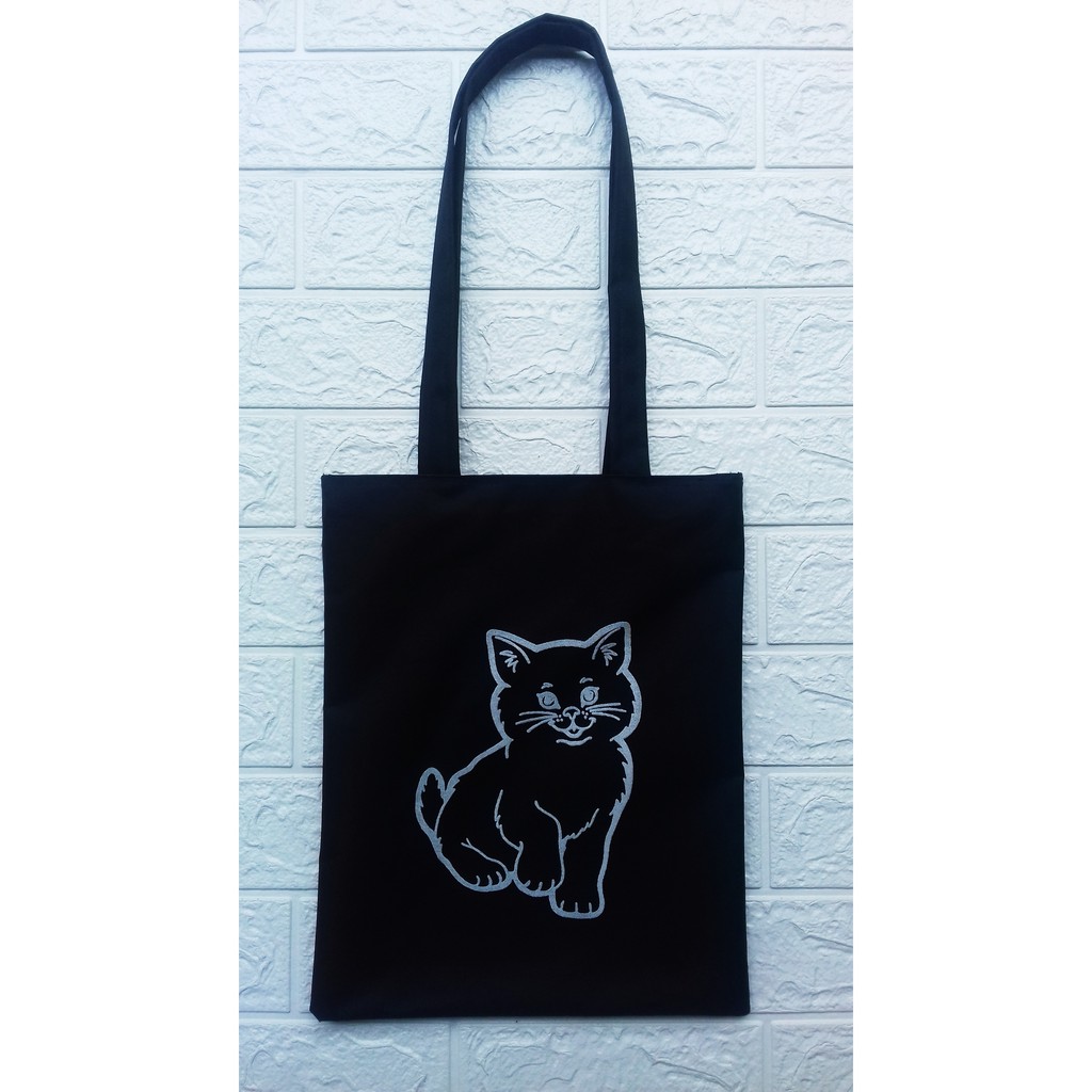 Totebag kanvas hitam putih murah (Dinier)