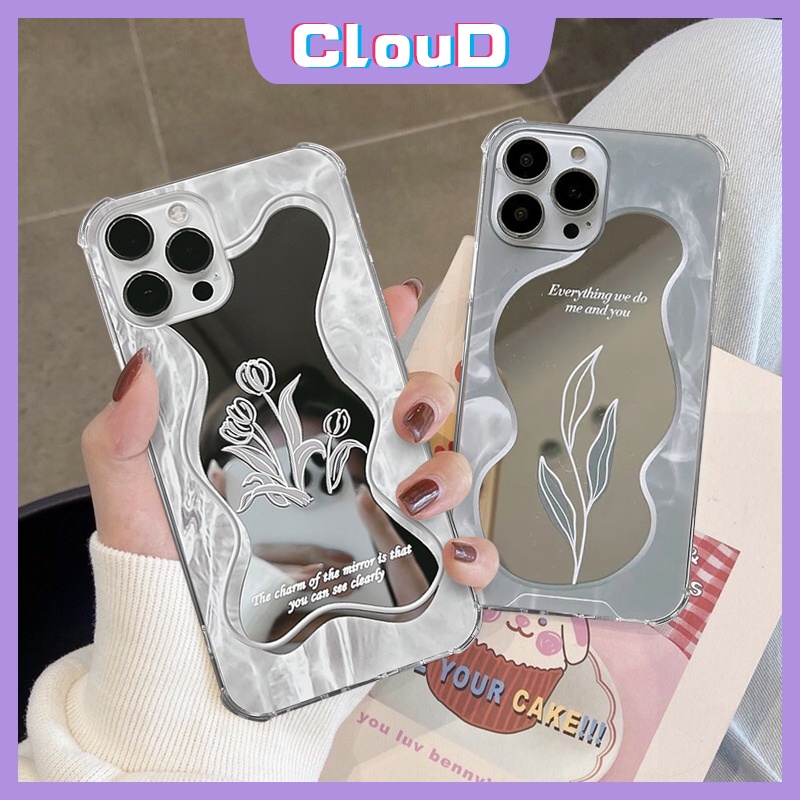 Soft Case TPU Motif Bunga / Bulan / Daun / Cermin Untuk IPhone 11 13 12 Pro Max 7 8 Plus XR X XS Max SE 2020