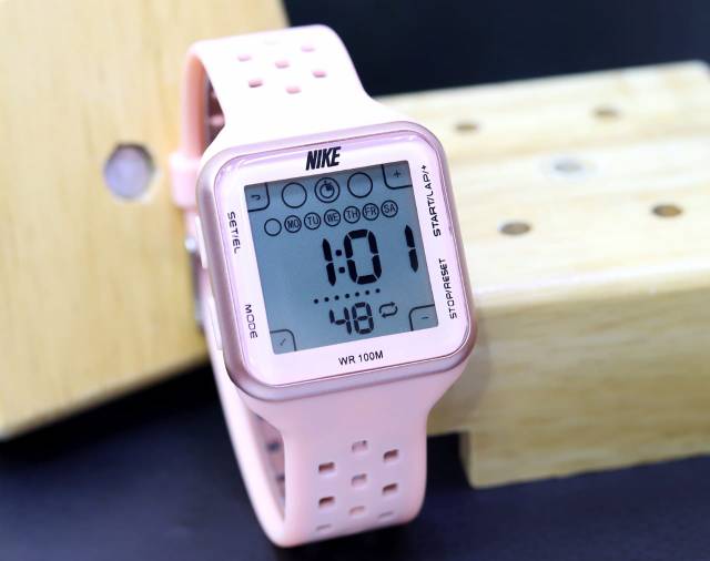 Original Jam tangan sport nike digital tali rubber persegi Premium Kekinian