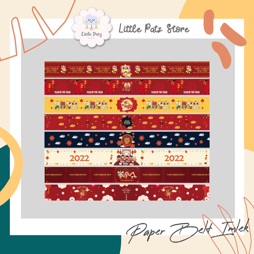 

PAKET HEMAT!! Paper Belt Imlek Uk. 31x3cm/ Chinese/ Label Kardus bentuk Sabuk/Parcel/Kado/Hampers/Box