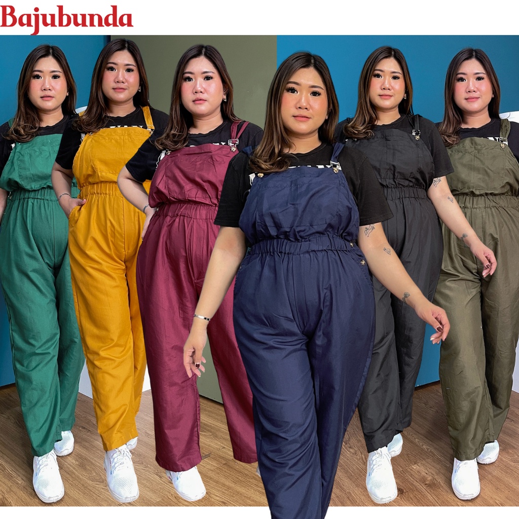 OVERALL JUMPSUIT JUMBO BIG SIZE BAJU WANITA POLOS TANPA LENGAN BAJUBUNDA ARINA