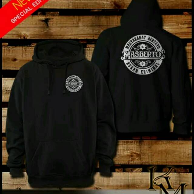 JAKET HOODIE MASBERTO BUKAN KRIMINAL WARNA HITAM