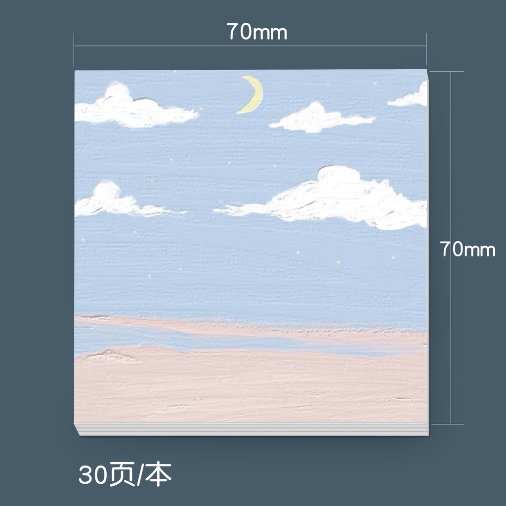 90 Pages/pcs Creative Colorful Moon Sea Flower Landscape Pattern Convenience Sticky Note Memo