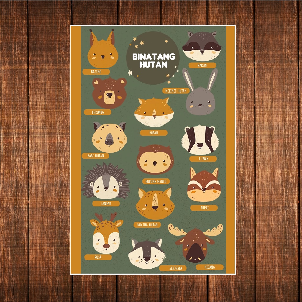 Poster Edukasi/Poster Binatang/Poster Hewan