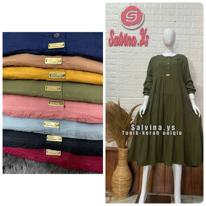Long tunik Salvina YS Original / Long Tunik kerah / Long tunik rayon uniqlo