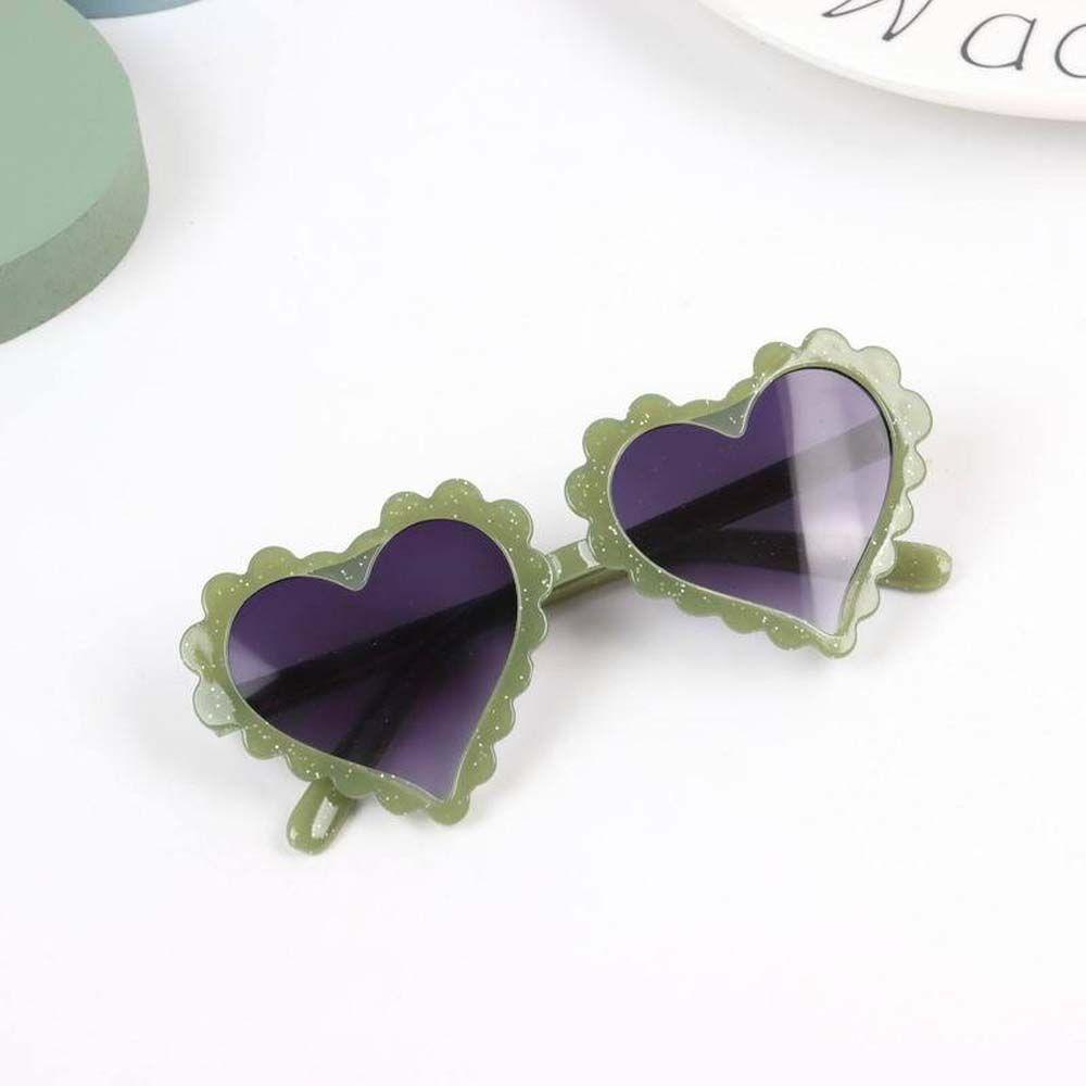 Mxbeauty Kacamata Hitam Anak-Anak Lucu Luar Ruangan Kacamata Matahari Anti-UV Pelindung Mata Peach Hati Heart Shaped Children Sunglasses