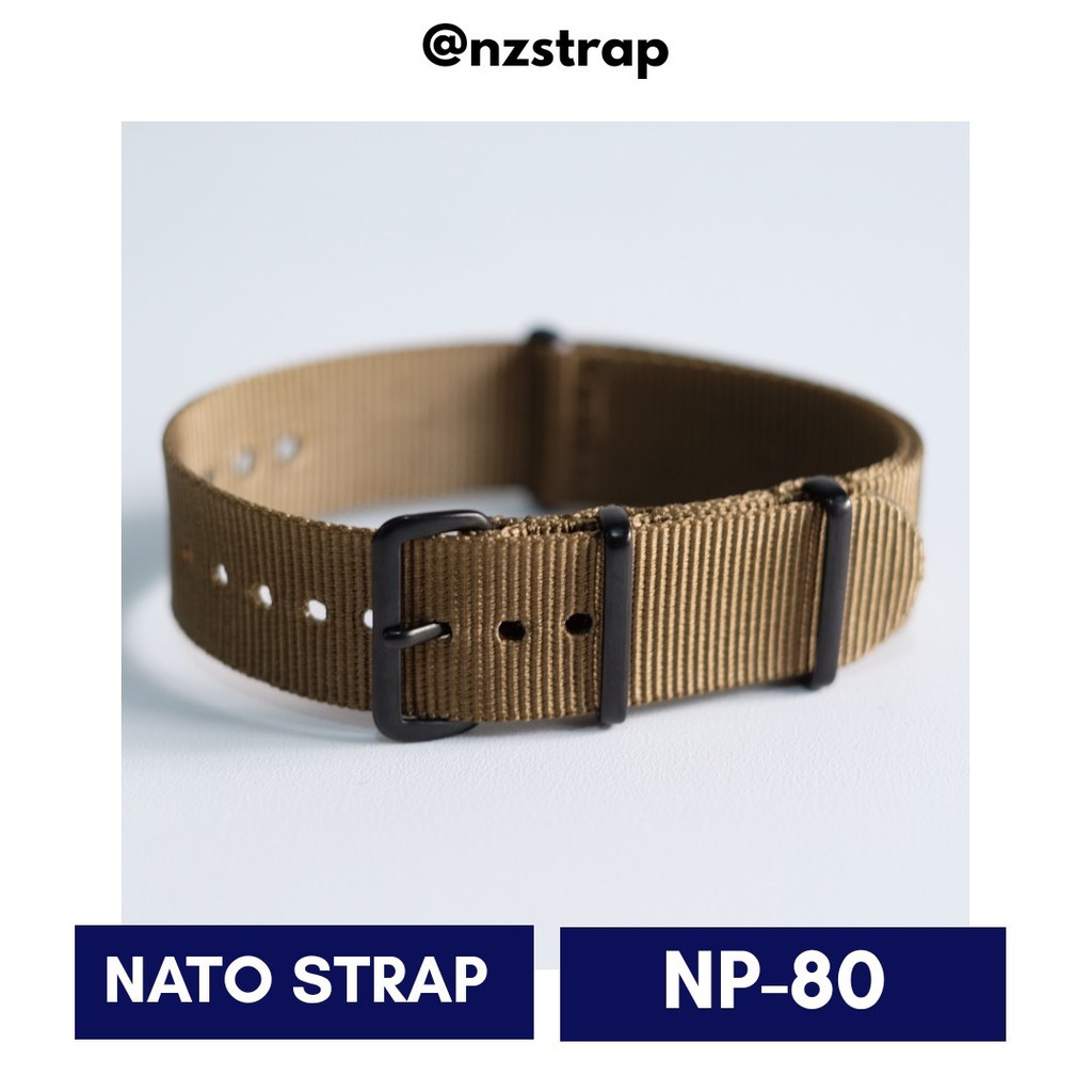 [NP-80 Size 28mm] Tali Jam Tangan Nylon Nato PVD Black Buckle Strap Watch