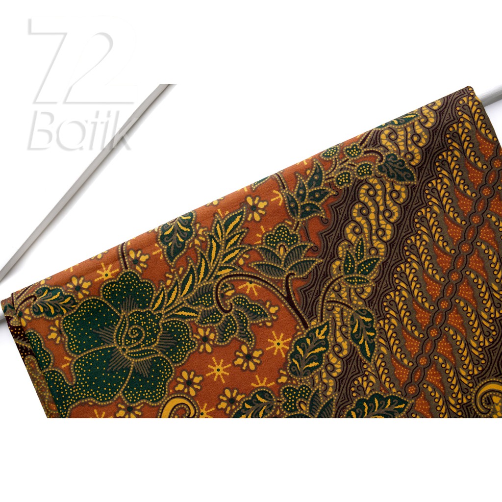 KAIN BATIK PREMIUM Bahan Katun Motif Kembang Warna Orange Oren Oranye 727238 Cap 72 Jarik Jarit Samping Kebat Panjang Batik Katun Modern Premium Bahan Seragam Batik Pernikahan Kantor Keluarga Murah Kamen Jadi Batik Bali Lembaran