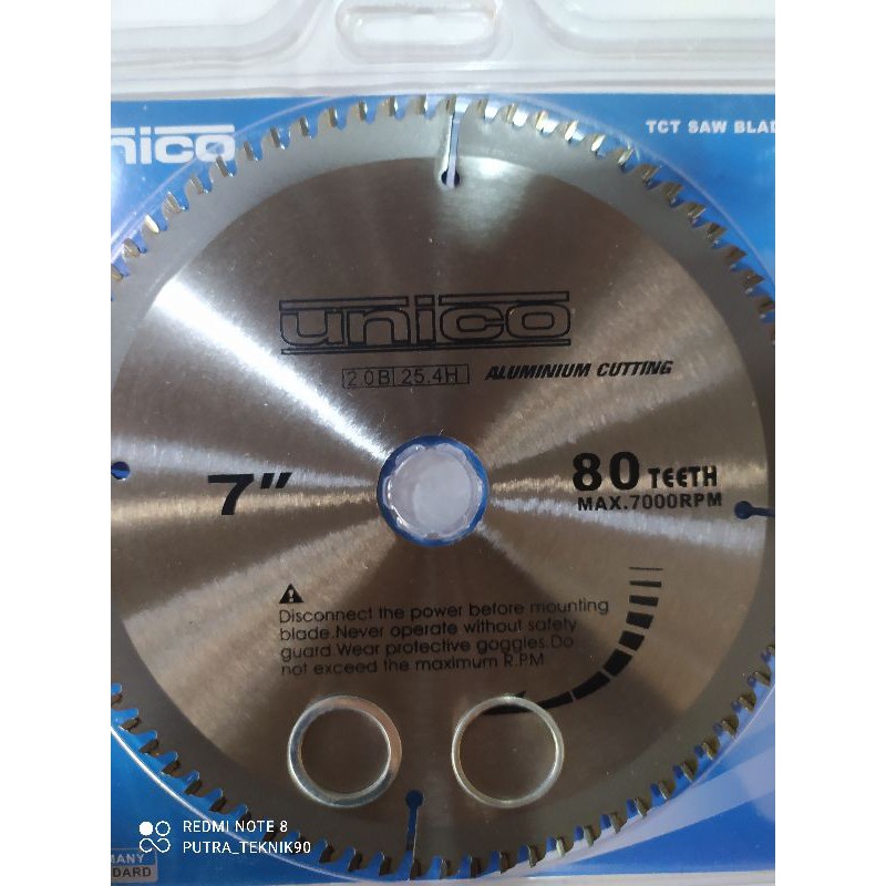 UNICO CIRCULAR SAW BLADE 7" x 80T MATA PISAU POTONG ALUMINIUM