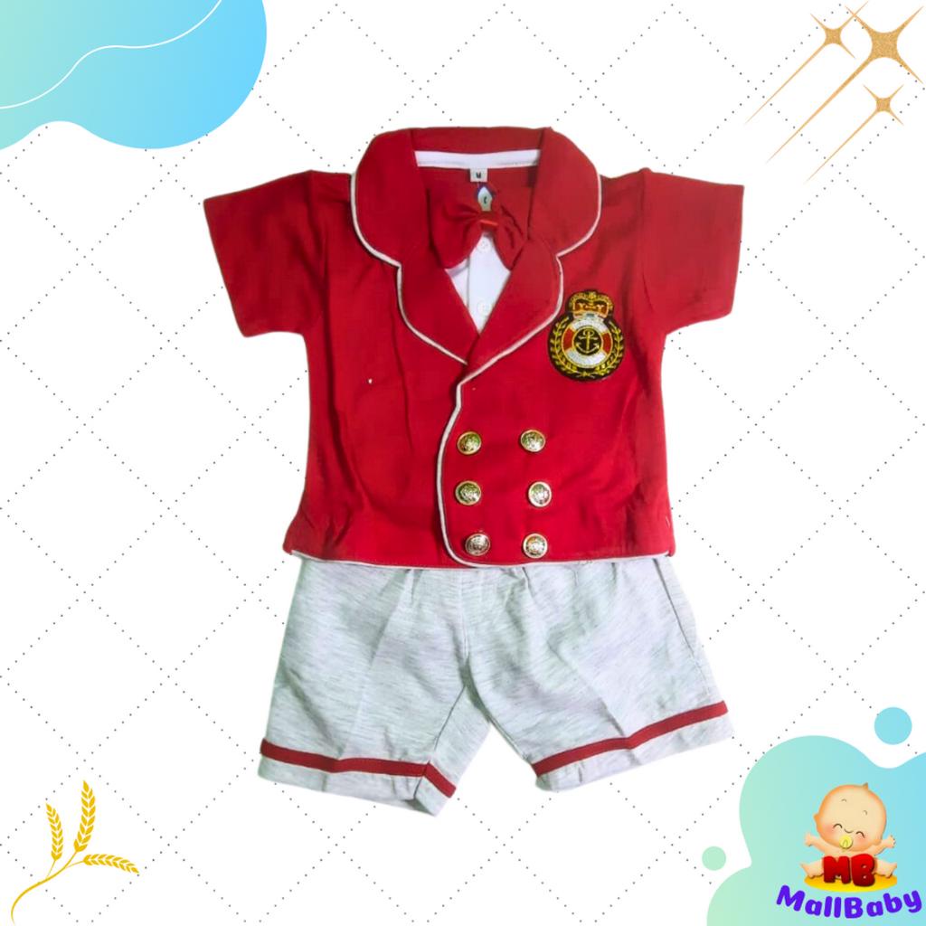 Baju Bayi Laki Baru Lahir Setelan Pakaian Anak Cowok Newborn Rompi Dasi School Mall Baby