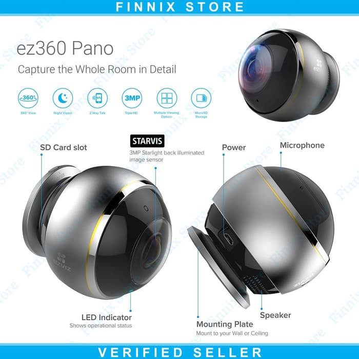 BEST SELLER EZVIZ C6P EZ360 PANO 3MP WIFI IP CAMERA CCTV WITH 360 PANORAMIC VIEW
