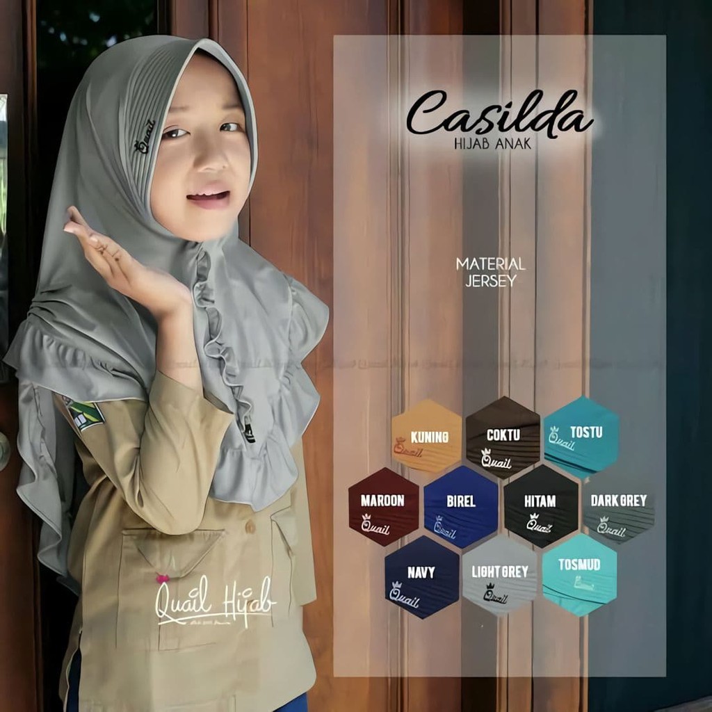 Quail Hijab Terbaru Casilda Anak Instan Sekolah Aksen Kriwil