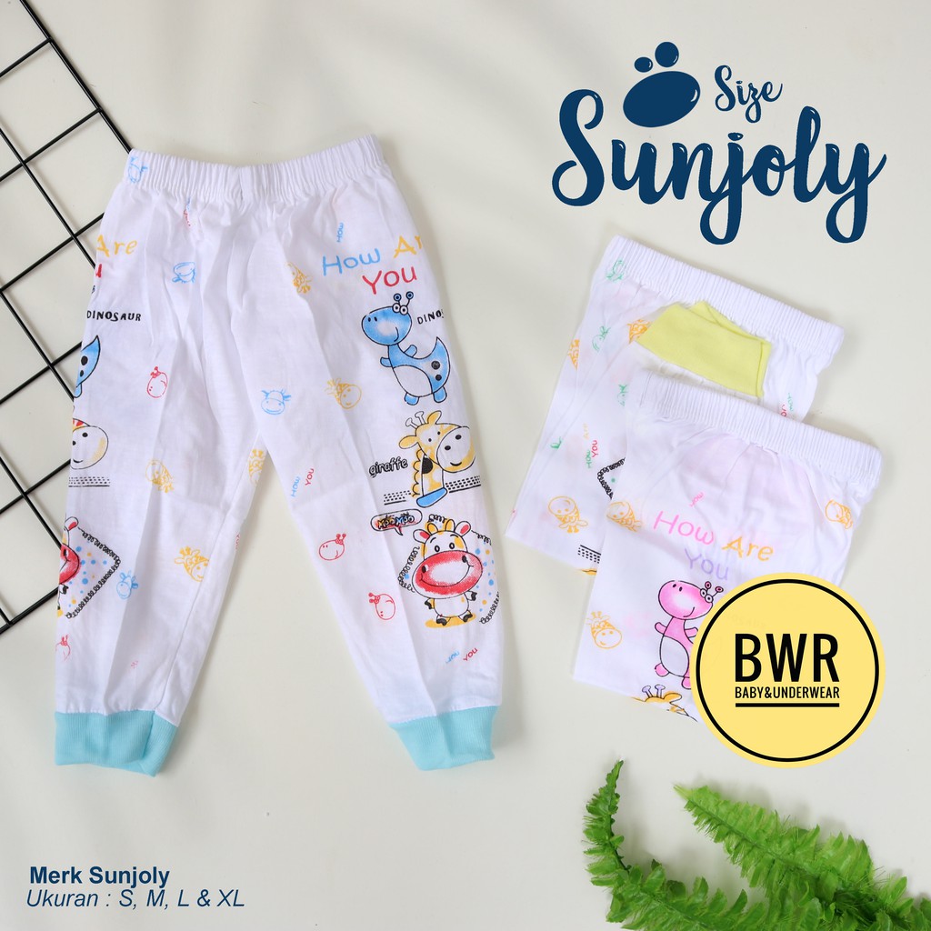 [ 3pc ] Celana Panjang Anak Unisex | S,M,L Celana SUNJOLY PUTIH BUKA Cewek Cowok Murah - Bwr