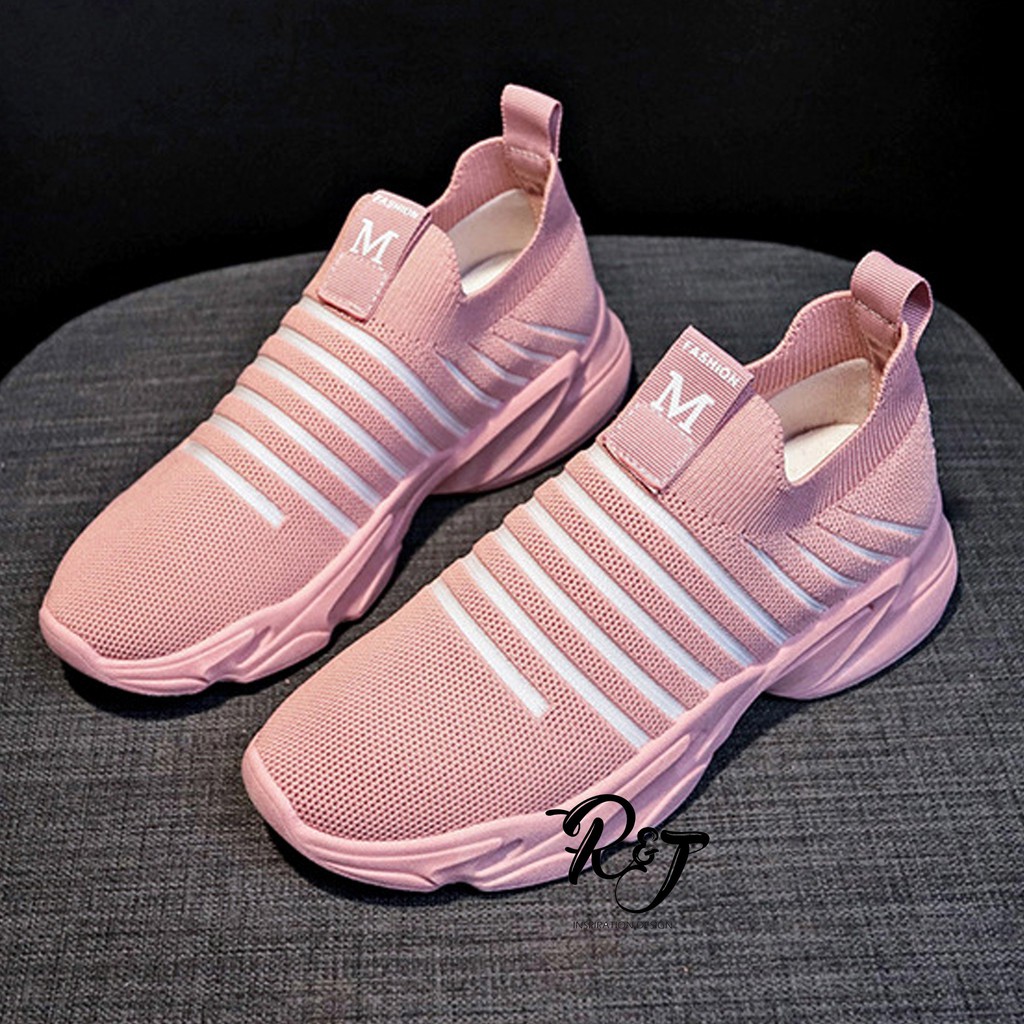 Sepatu sneakers wanita sepatu olahraga fashion import- pink 37