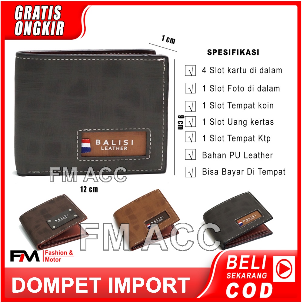 Dompet Lipat Pendek Kulit Balisi/Dompet Kulit Pendek Import