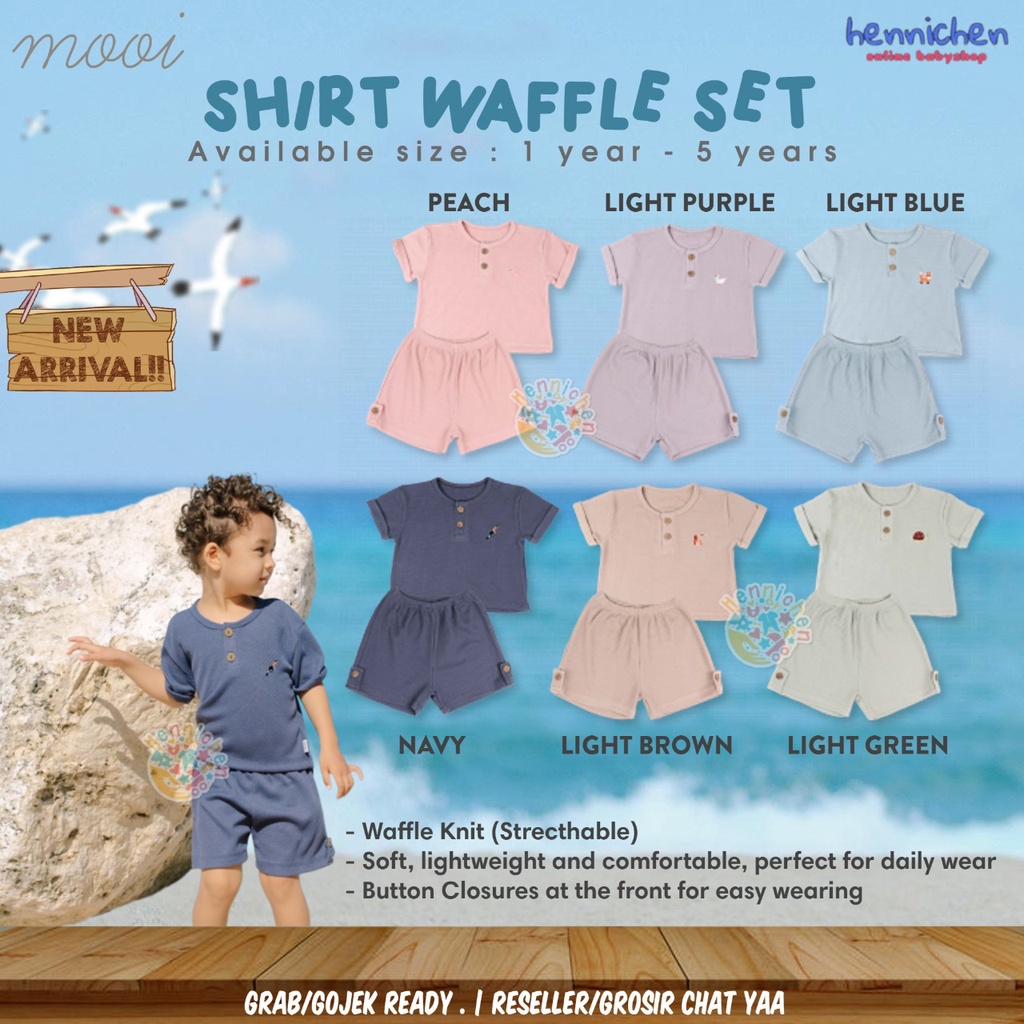 PROMO 7.7 PROMO BAJU LEBARAN MURAH MOOI SHIRT WAFFLE SET SETELAN WAFFLE ANAK BAJU PENDEK CELANA PENDEK SETELAN BAJU ANAK 1 - 5 TAHUN